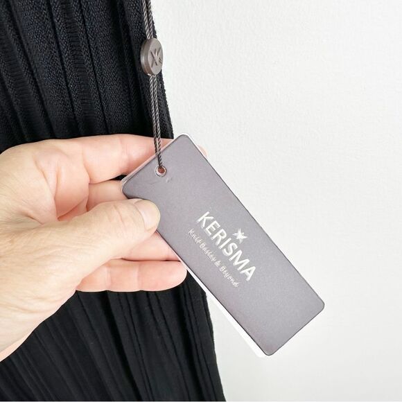 Kerisma Sleeveless Black Cashmere Blend Mini Dress Slimming Gathers Sz M/L‎ New - Picture 10 of 11